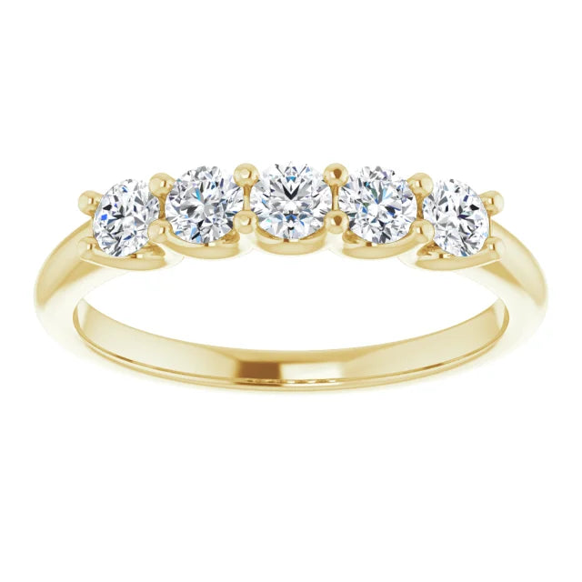 5 Stones 1/2 CTW Natural Diamond Anniversary Band