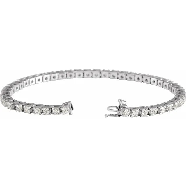 5 CTW Diamond Tennis Bracelet open clasp in white gold 