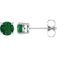 14K White Gold 5 mm Lab-Grown Emerald Stud Earrings 