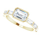 Emerald Cut Diamond engagement ring Yellow