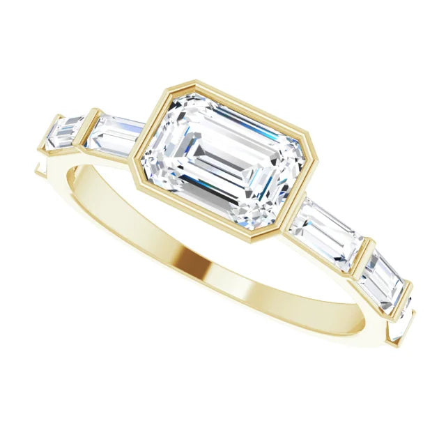 Emerald Cut Diamond engagement ring Yellow