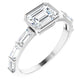 Emerald Cut Diamond engagement ring white gold side picture 