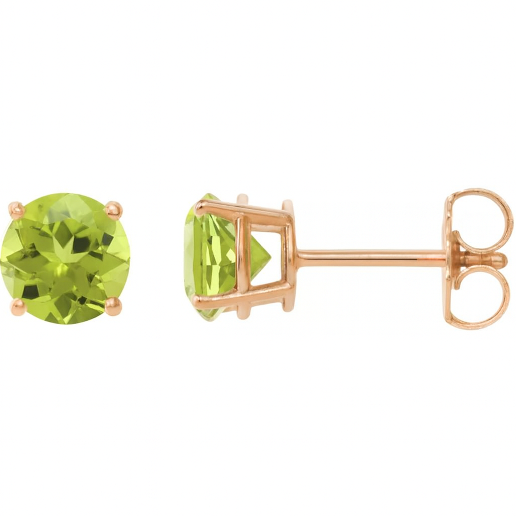 Natural Peridot Stud Earrings – 2.5 MM, 4 MM, 5 MM, 6 MM