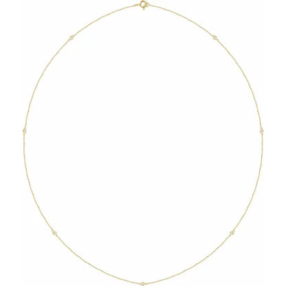 7-Stone Diamond Station Necklace in Yellow Gold