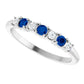 7 Stones Natural Diamond and Natural Sapphire Ring  White Gold Side Picture 