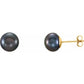 14K Yellow 7 MM black Cultured Peal earrings 