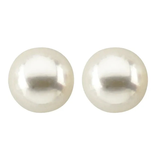 7 mm round cultured Japanese Akoya pearl stud earrings with high luster and smooth surface