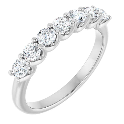 7 Stones Natural Diamond Anniversary Band White Gold