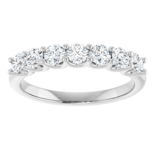 7 Stones Natural Diamond Anniversary Band 14K White Gold