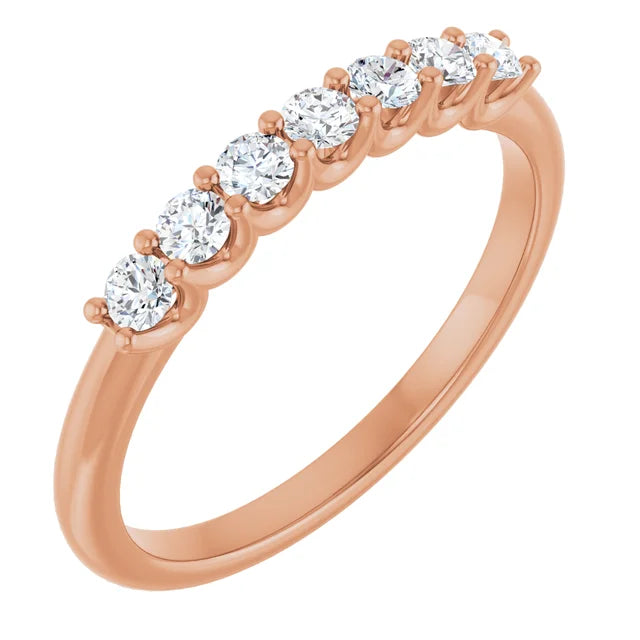 7 Stones Natural Diamond Anniversary Band 14K Rose Gold