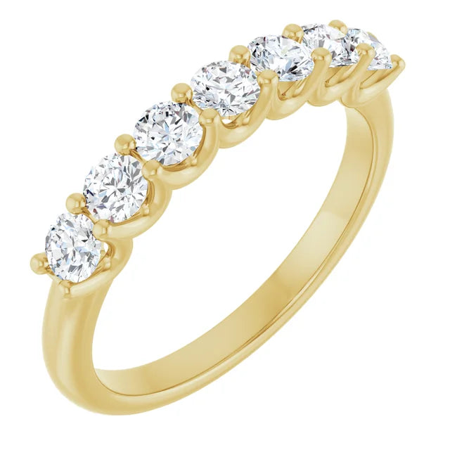 7 Stones Natural Diamond Anniversary Band Yellow Gold