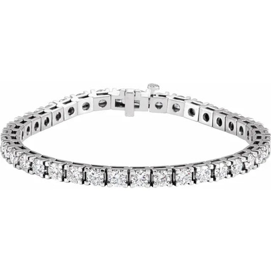 Handmade 14K White Gold 9 1/6 CTW Natural Diamond Tennis Bracelet Details