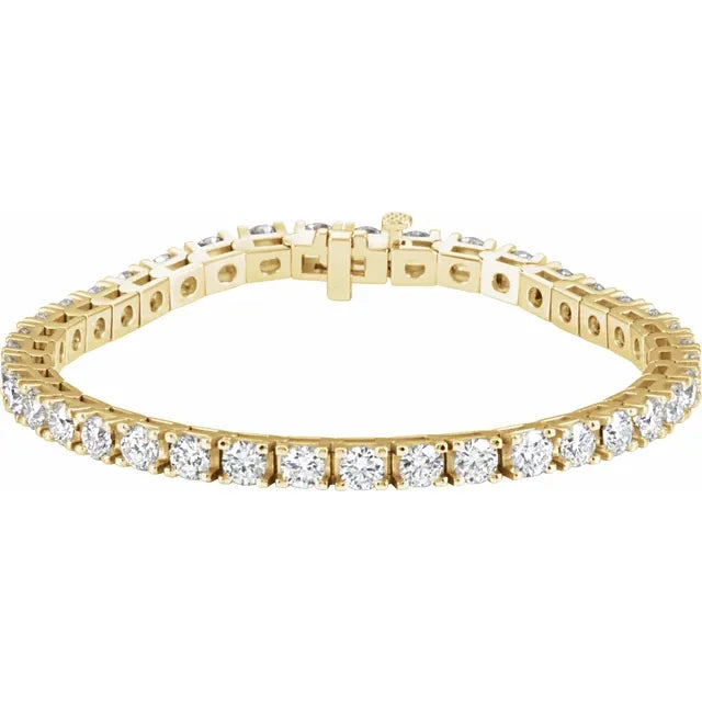 Handmade 14K Yellow Gold 9 1/6 CTW Natural Diamond Tennis Bracelet