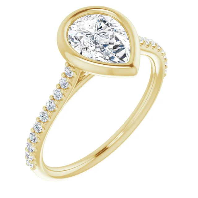 Jordan’s Accented Bezel Pear Solitaire
