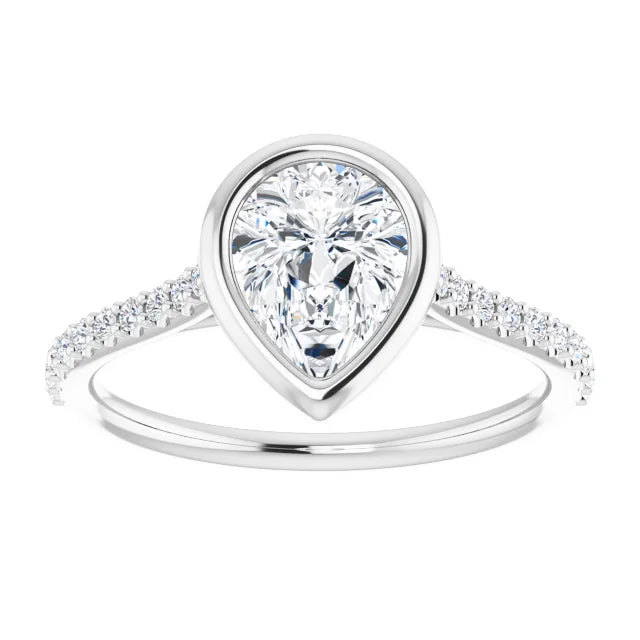 Jordan’s Accented Bezel Pear Solitaire