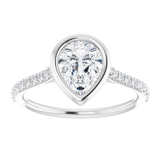 Jordan’s Accented Bezel Pear Solitaire