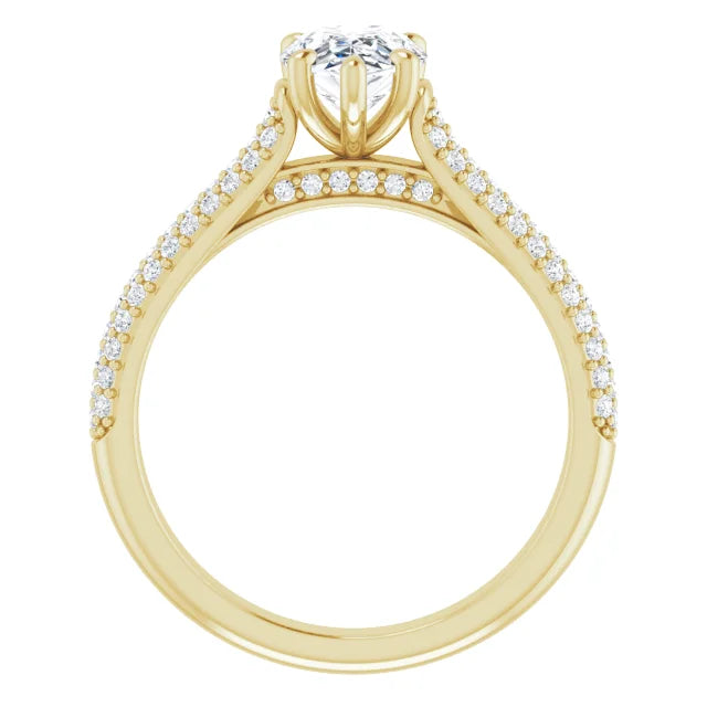 1 CT Hidden Halo Accented Shank Pear Solitaire Set in Yellow Gold showing under gallery 