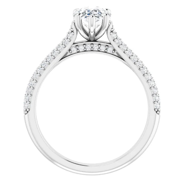 1 CT Hidden Halo Accented Shank Pear Solitaire Set in white gold or platinum Showing under gallery 