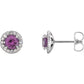 1/8 Carat Natural Diamond Accented 14K white Gold Stud Earrings, Personalized with Natural Amethyst