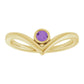 Gold Amethyst bezel set Birthstone v Ring 