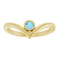 Natural Aquamarine bezel set V Shape Birthstone Ring