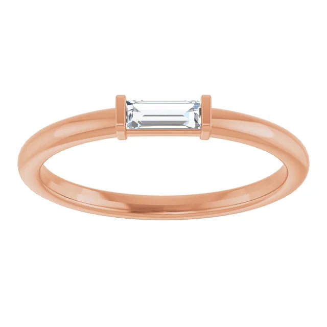 baguette Diamond engagement ring for women Rose Gold