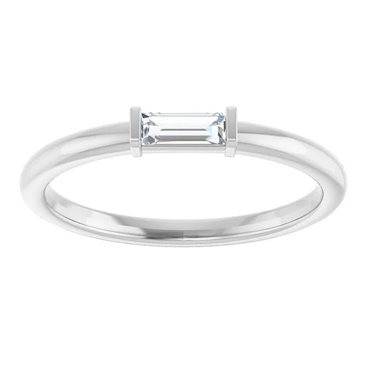 Baguette Center Stone Diamond engagement ring White gold