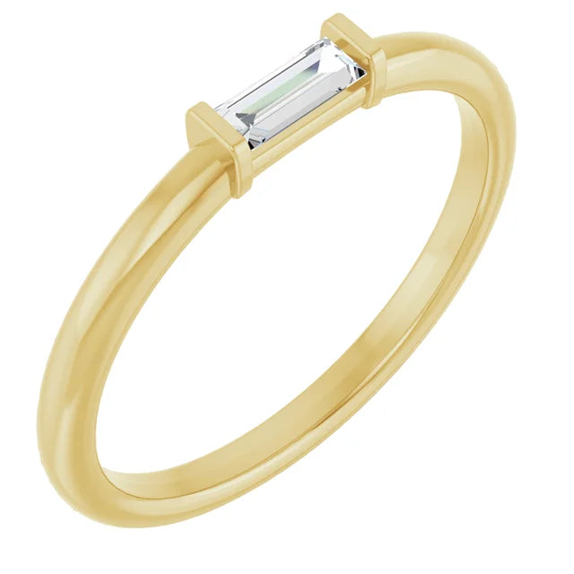 baguette Diamond engagement ring for women Yellow Gold Side Picture 