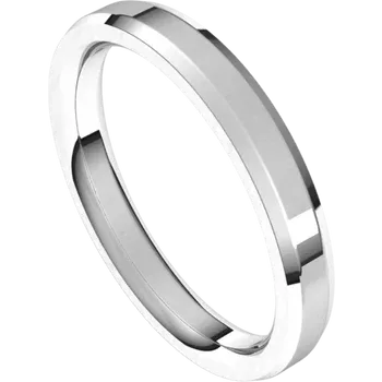 Beveled Edge Comfort Fit women wedding Band 14K White Gold