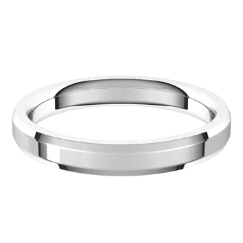 Beveled Edge Comfort Fit women wedding Band Platinum 