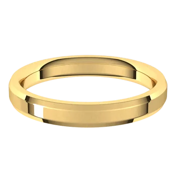 Beveled Edge Comfort Fit women wedding Band Yellow Gold