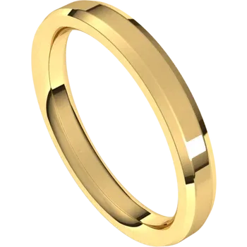 Beveled Edge Comfort Fit women wedding Band 14K Yellow Gold Side Picture 