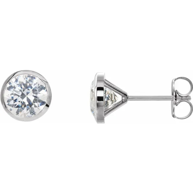 1/2 CTW Bezel Set Diamond Stud Earrings Set in white gold 