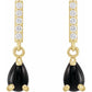 Natural Black Onyx and Natural Diamond Earrings yellow gold