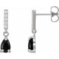 Natural Black Onyx and Natural Diamond Earrings white gold showing post