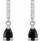 Natural Black Onyx and Natural Diamond Earrings white gold