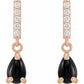 Natural Black Onyx and Natural Diamond Earrings Rose gold