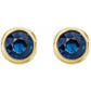 Yellow Gold Blue Sapphire Bezel-Set Earrings