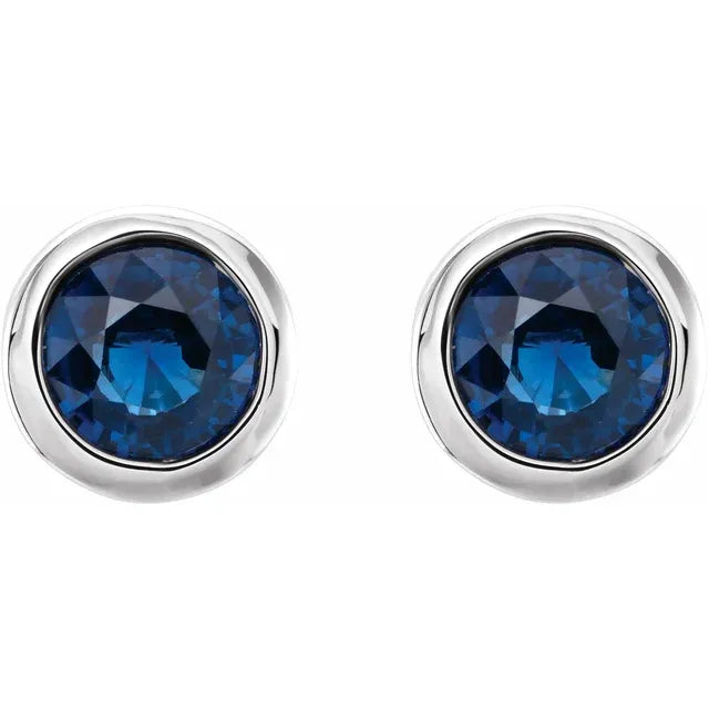 Blue Sapphire Bezel-Set Earrings