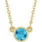 Blue Zircon Birthstone Necklace in yellow gold