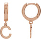 14K Gold Initial Hinged Huggie Hoop Earring