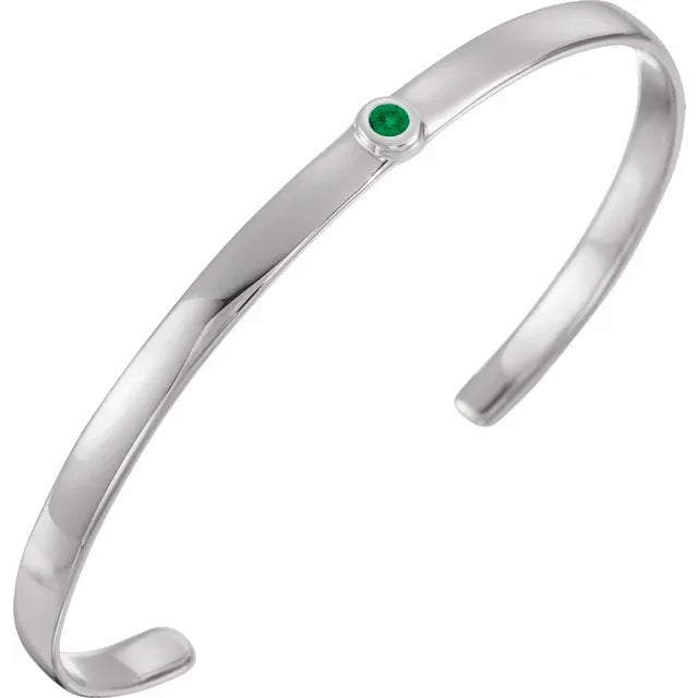 14K White Natural emerald Bracelet