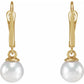 Cultured Pearl Lever Back Dangle Earrings in yellow Gold