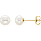 14K Yellow Gold Cultured White Freshwater Button Pearl Earrings