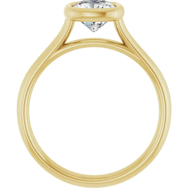 1 CT Bezel Set Cushion Cut Diamond Engagement Ring set in Yellow Gold showing under gallery 