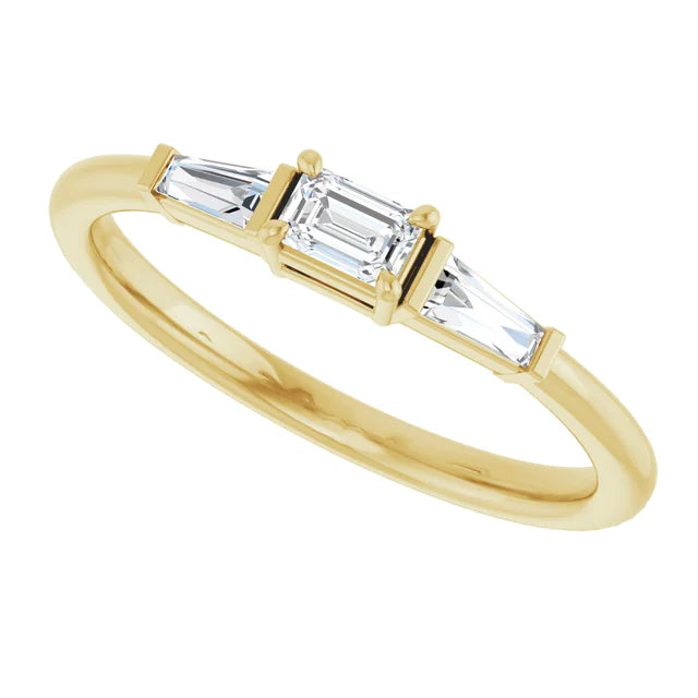 1/4 CTW Natural Diamond Stackable Ring 14K Yellow Gold Side Picture