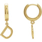 14K Gold Initial Hinged Huggie Hoop Earring