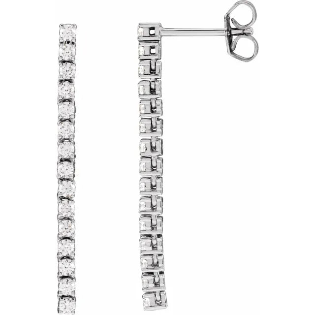 3/4 CTW Natural Diamond Dangle Earrings 14K White Gold