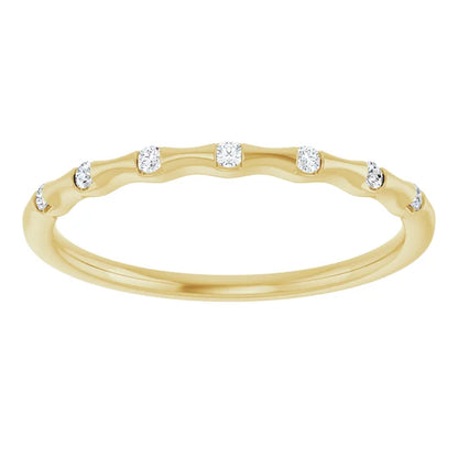 Yellow Gold Diamond Stackable Ring 7-Diamonds 