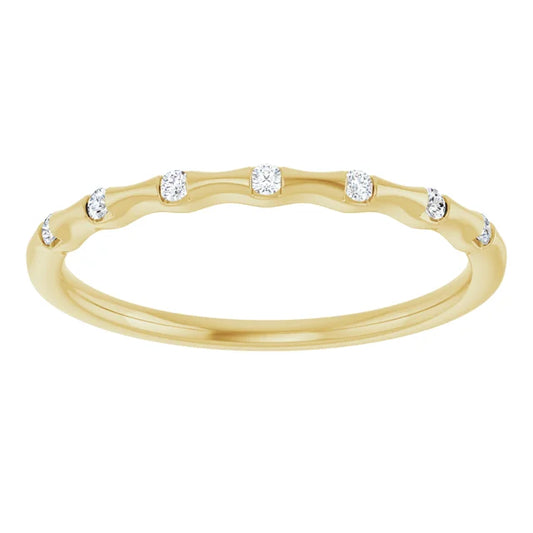 Yellow Gold Diamond Stackable Ring 7-Diamonds 